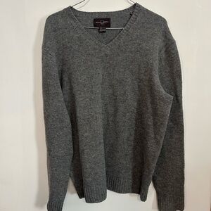 Black Brown 1826 Charcoal V-Neck Wool Sweater